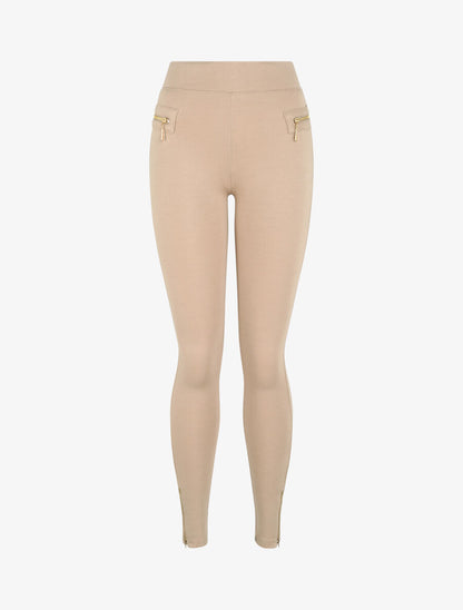 Legging ultra skinny à chevilles zippées - Beige - 1