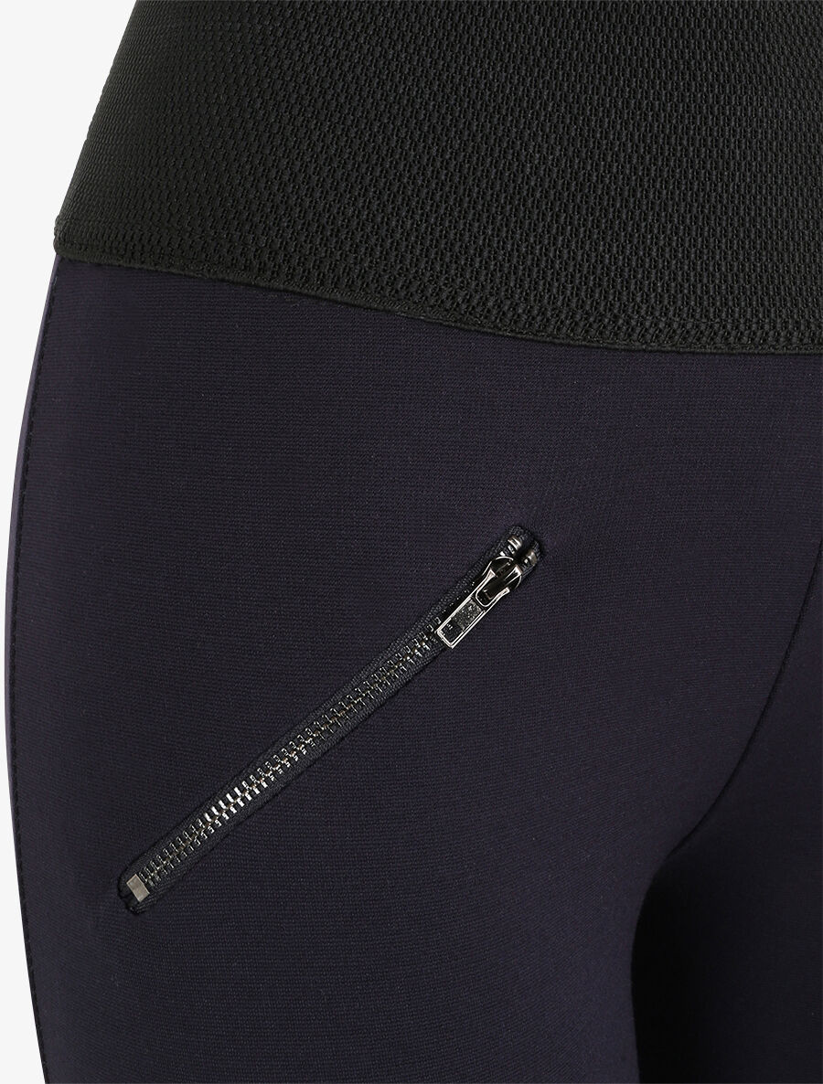 Legging ultra skinny à taille texturée et à petits zips - Marine - 3