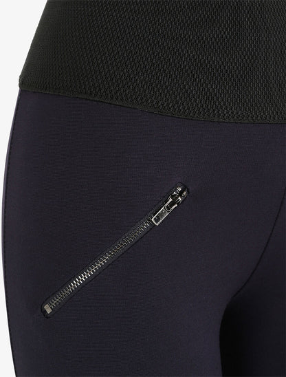 Legging ultra skinny à taille texturée et à petits zips - Marine - 3