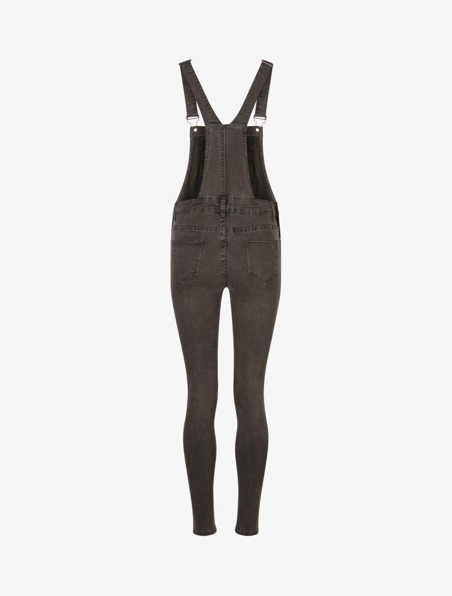 Salopette en jean coupe skinny - Gris - 2