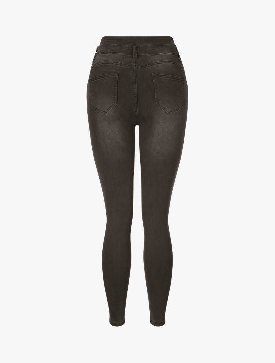 Jean skinny à taille fendue - Gris - 2