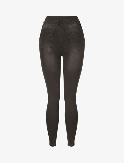 Jean skinny à taille fendue - Gris - 2