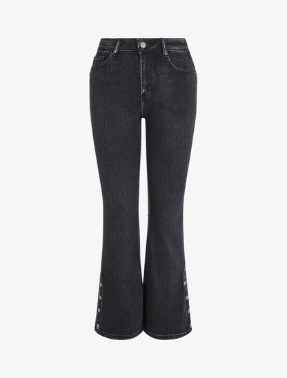 Jean flare à bords boutonnés - Gris foncé - 4
