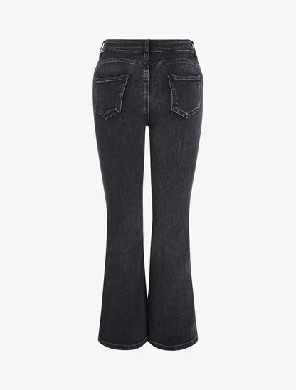 Jean flare à bords boutonnés - Gris foncé - 2