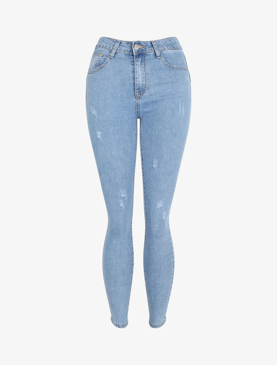 Jean push up à détail griffures - Bleu clair - 3