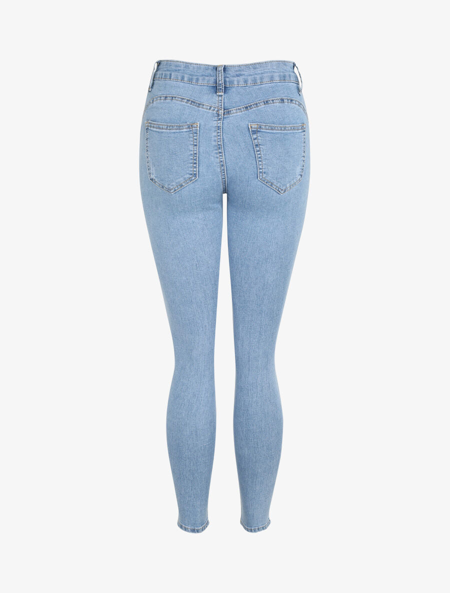 Jean push up à détail griffures - Bleu clair - 4