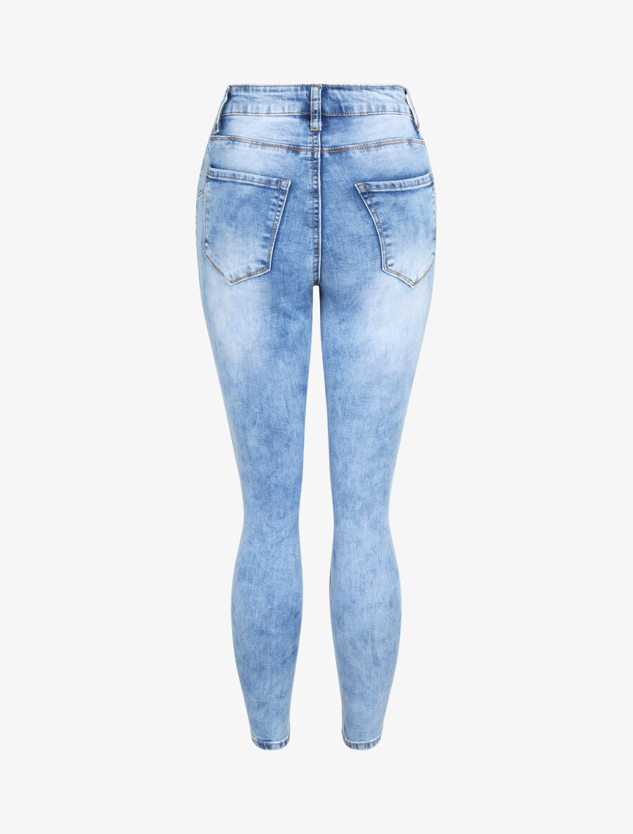 Jean skinny délavé et push up - Bleu - 2