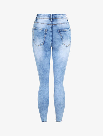 Jean skinny délavé et push up - Bleu - 2