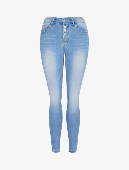 Jean push up à fermeture boutonnée - Bleu clair - 3