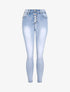 Jean slim à taille empire élastiquée - Bleu clair - 1
