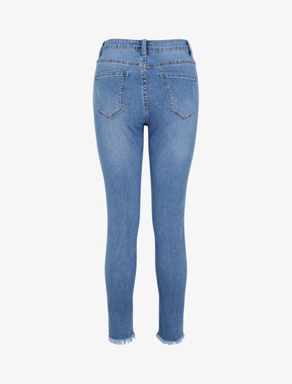Jean slim grande taille à bords coupe franche - Bleu clair - 2