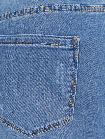 Jean slim grande taille à bords coupe franche - Bleu clair - 3