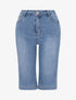 Bermuda grande taille en jean coupe droite - Bleu clair - 4