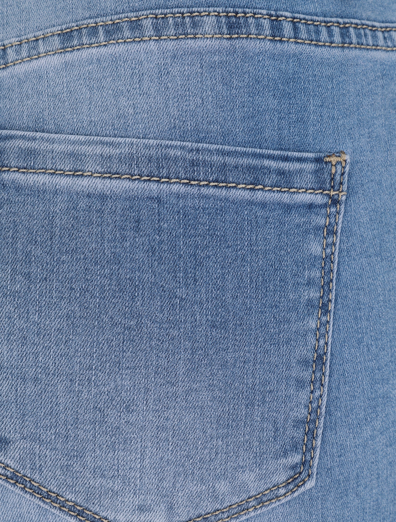 Bermuda grande taille en jean à bords retroussés - Bleu clair - 3