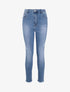 Jean skinny grande taille déchiré à bords coupe franche - Bleu clair - 1