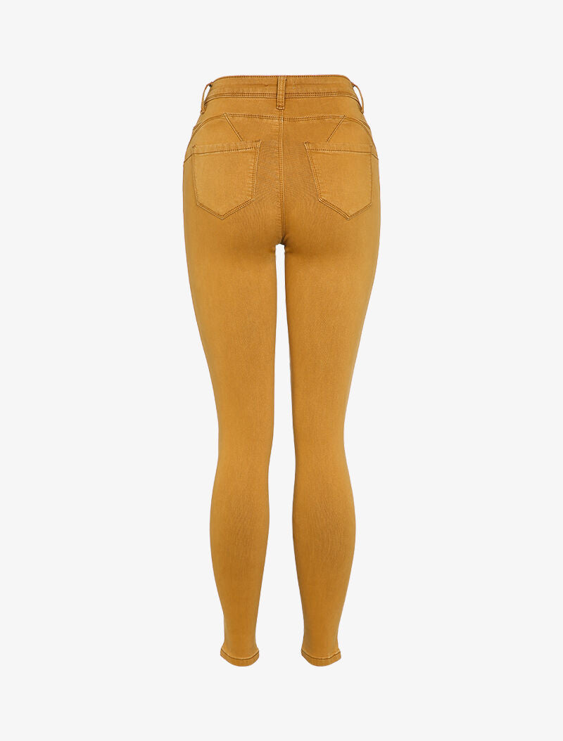 Jean skinny taille haute - Moutarde - 2