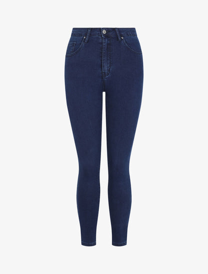 Jean skinny stretch grande taille à taille standard - Marine - 1