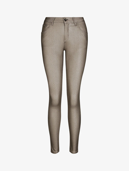 Pantalon en simili effet python - Gris clair - 1