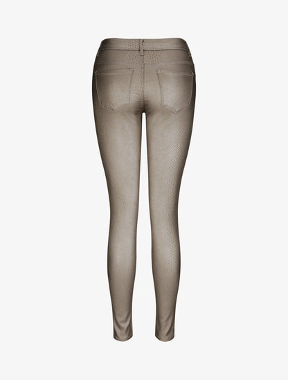 Pantalon en simili effet python - Gris clair - 2