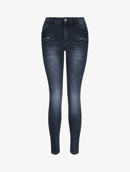 Jean slim à détail brodérie style quadrillage - Denim brut - 5