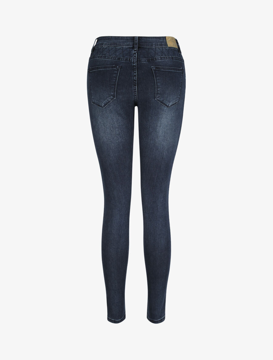 Jean slim à détail brodérie style quadrillage - Denim brut - 2