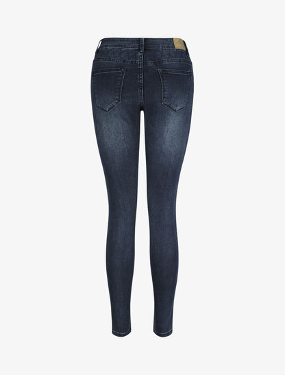 Jean slim à détail brodérie style quadrillage - Denim brut - 2