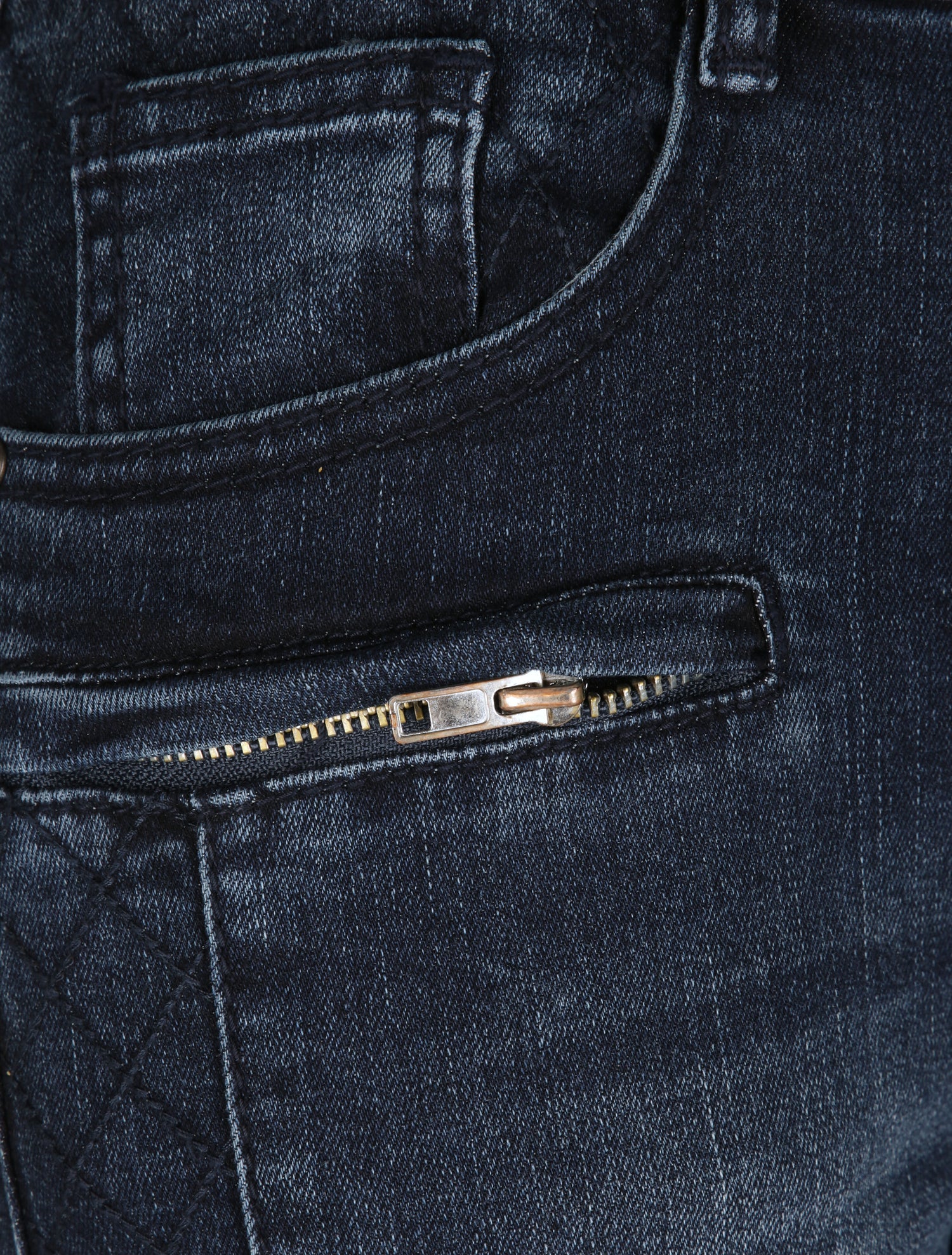 Jean slim à détail brodérie style quadrillage - Denim brut - 4