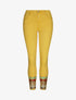 Jean 7/8  à bords coupe franche ornés de sequins - Jaune moutarde - 1
