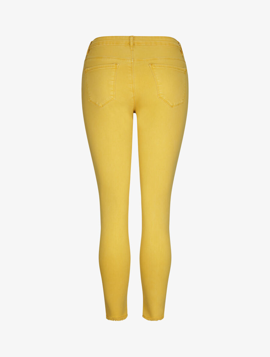 Jean 7/8  à bords coupe franche ornés de sequins - Jaune moutarde - 2