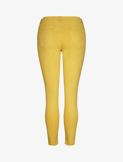 Jean 7/8  à bords coupe franche ornés de sequins - Jaune moutarde - 2