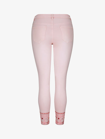 Jean 7/8 à bords ornés de broderies - Rose - 2