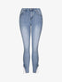 Jean 7/8 orné de strass et dentelle - Bleu denim - 1