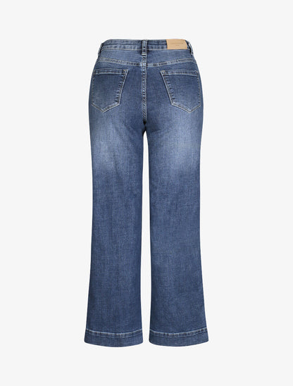 Jean large délavé taille haute - Bleu denim - 2