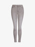 Jean slim uni taille haute et bords retroussables - Gris clair - 1