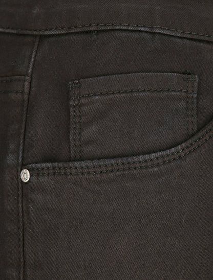Jean grande taille slim uni à taille haute - Noir - 3