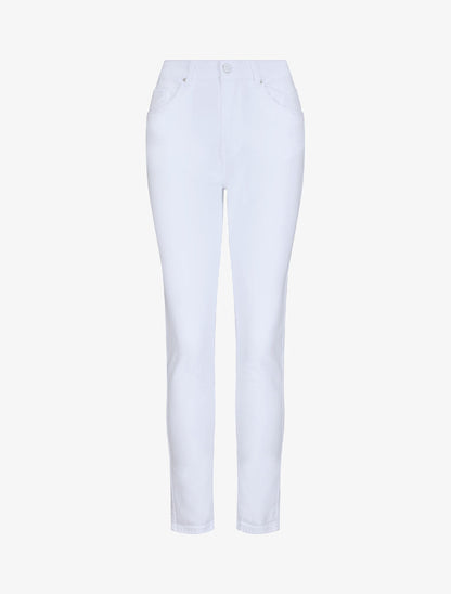 Jean grande taille slim uni à taille haute - Blanc - 4
