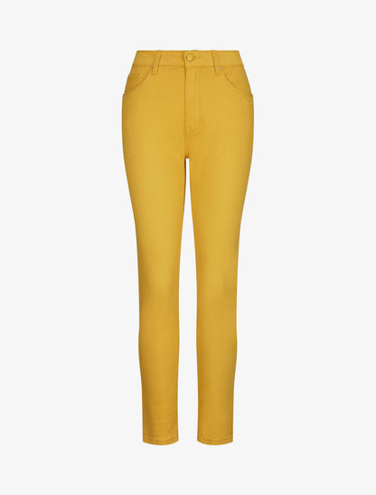 Jean grande taille slim uni à taille haute - Moutarde - 4