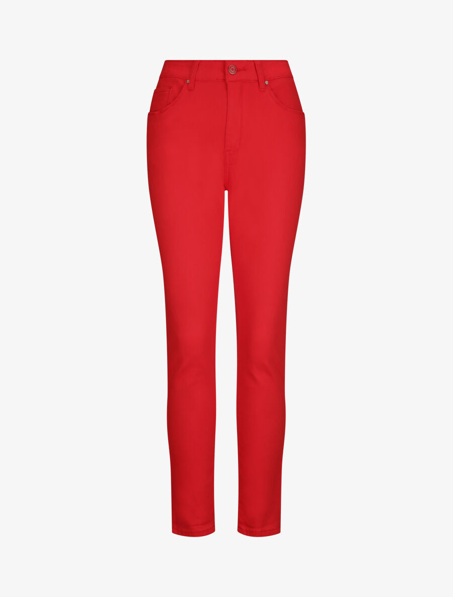 Jean grande taille slim uni à taille haute - Rouge - 1
