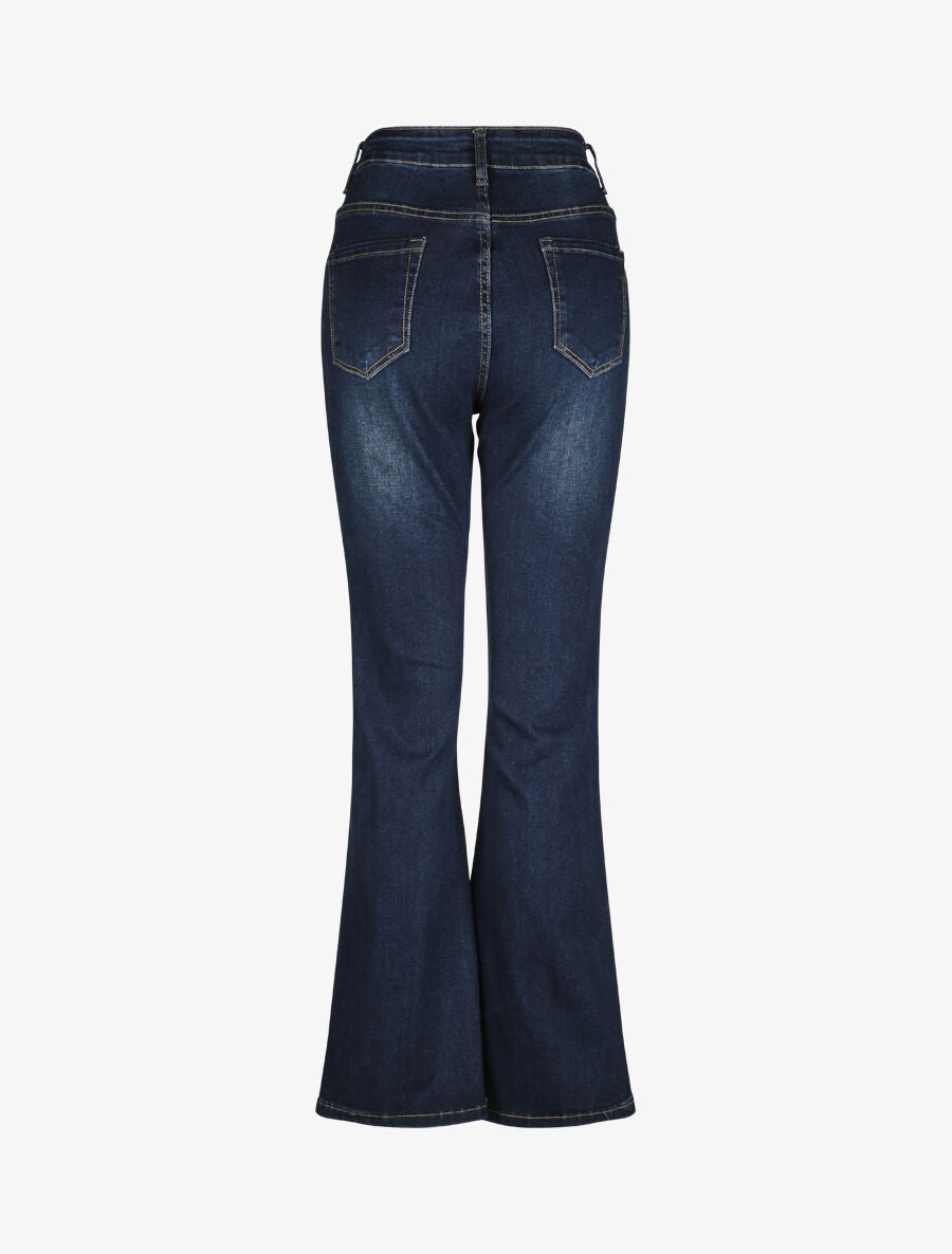 Jean grande taille flare à taille haute - Denim foncé - 2