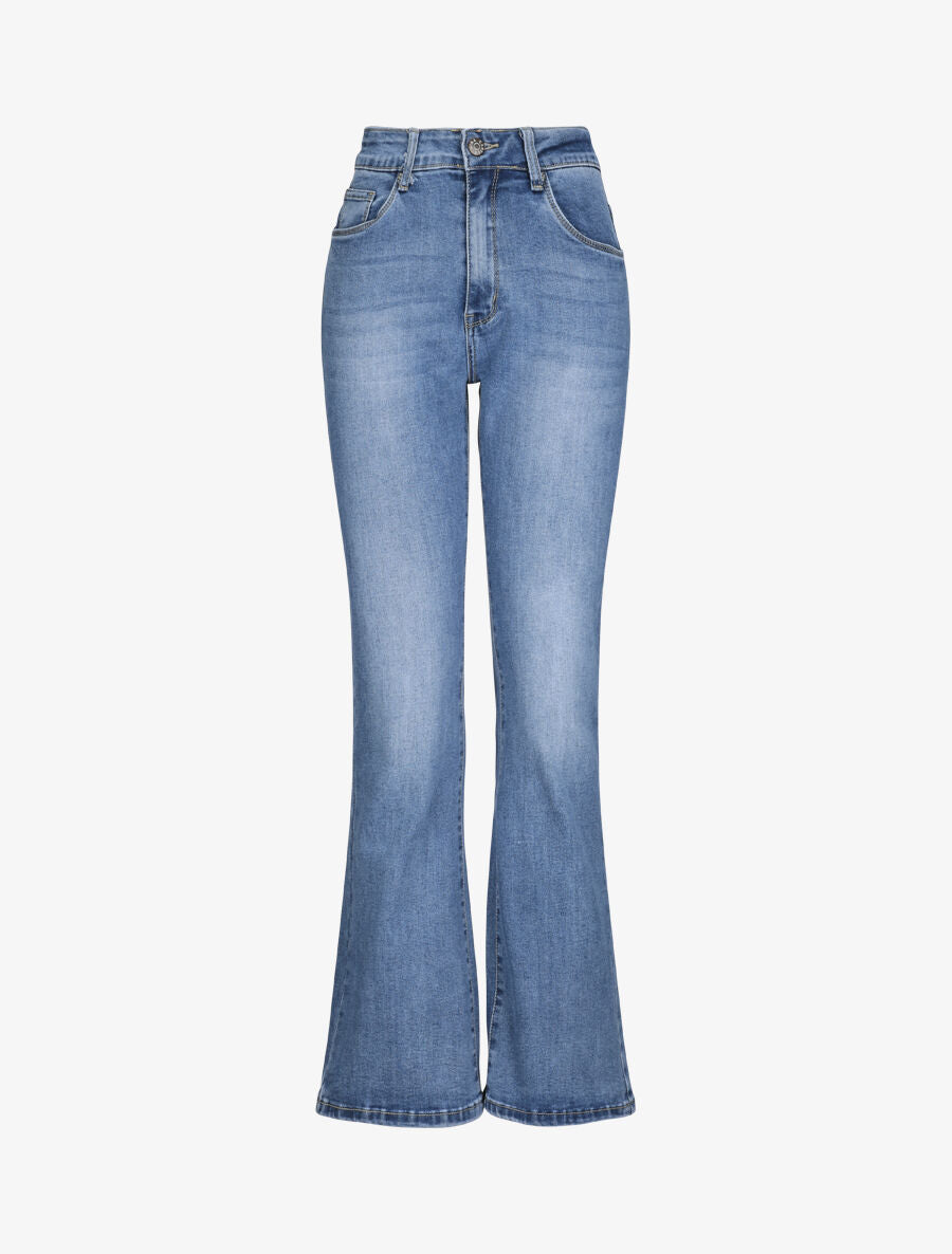 Jean grande taille flare à taille haute - Bleu - 4
