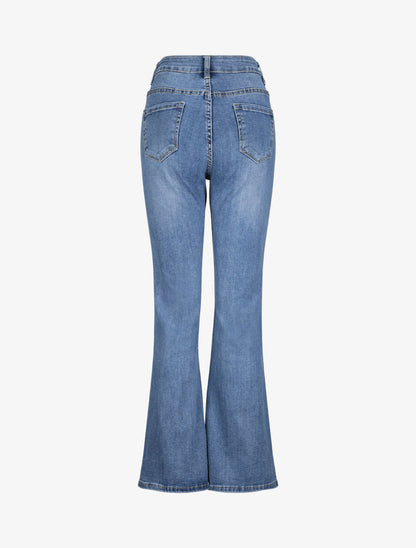 Jean grande taille flare à taille haute - Bleu - 2