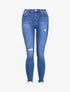 Jean skinny destroy à bords effilochés - Bleu denim - 1