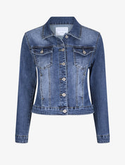 Veste en jean droite délavée - Bleu - 1