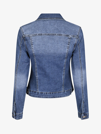 Veste en jean droite délavée - Bleu - 2