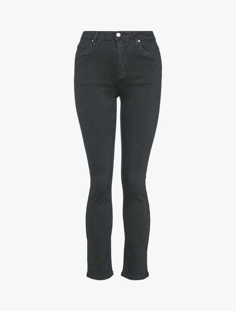 Jean droit taille haute uni - Noir - 1