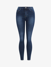 Jean skinny à taille haute et délavé - Bleu denim - 1