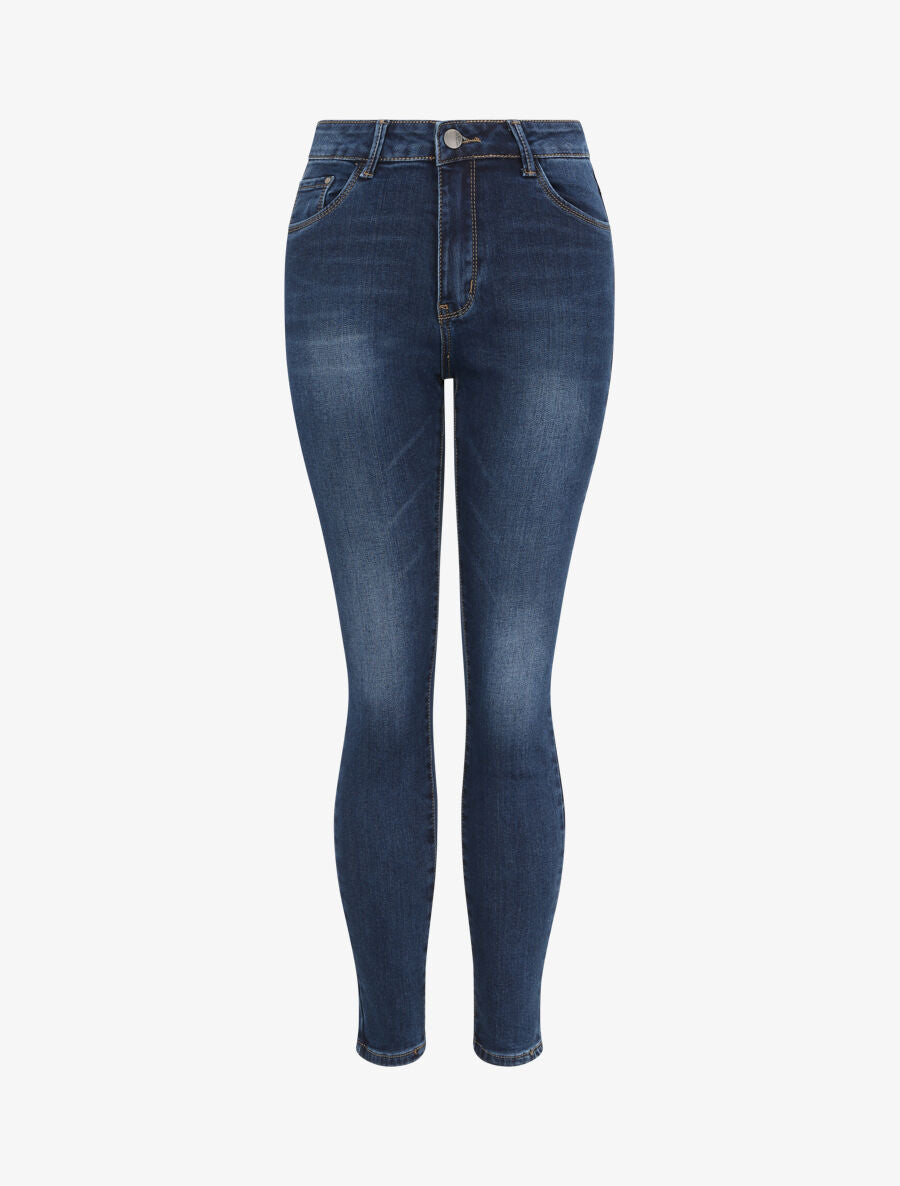 Jean grande taille skinny à taille haute - Bleu foncé - 4