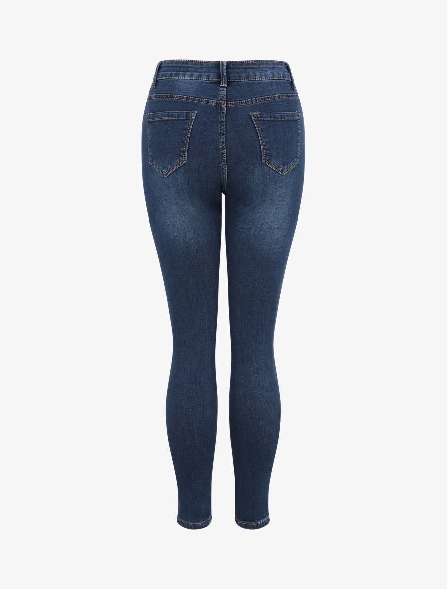 Jean grande taille skinny à taille haute - Bleu foncé - 2