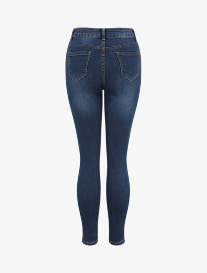 Jean grande taille skinny à taille haute - Bleu foncé - 2