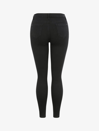 Jean skinny uni à taille haute - Noir - 2